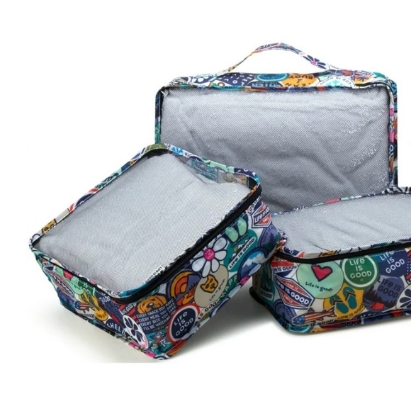 Life is Good packing cubes 6 Graphic Print Set! New! - Picture 3 of 6